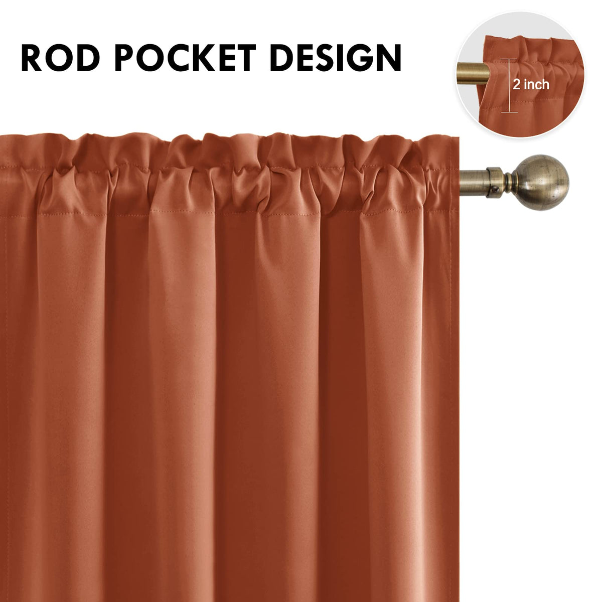 Blackout Curtains for Bedroom Living Room 52 x 54 Inch Long 2 Panels (2 Count)