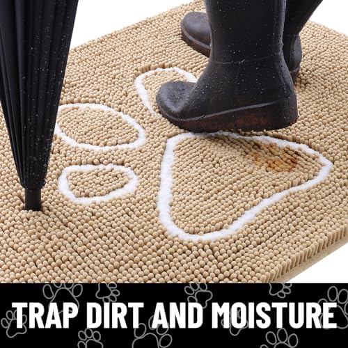Smiry Dog Door Mat for Muddy Paws, Absorbent Non Slip Dirt Trapper, 59x20