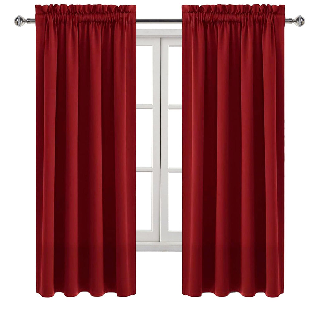 Blackout Curtains for Bedroom Living Room 38 x 72 Inch Long Burgundy (2 Count)
