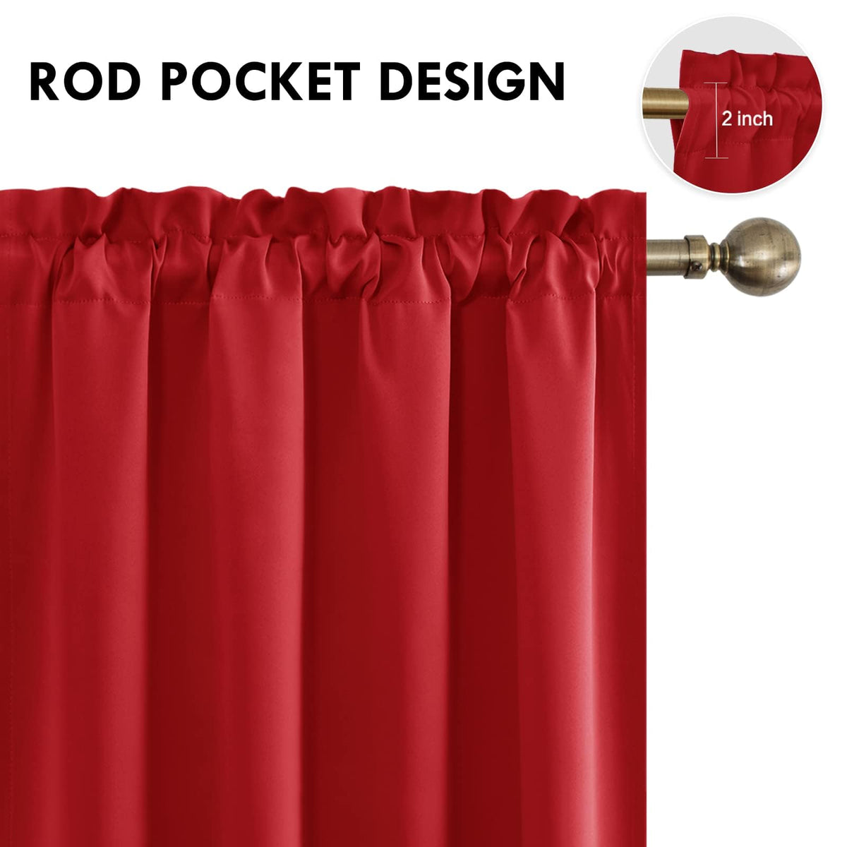 Wide Blackout Curtains for Bedroom Living Room 70 x 84 Inch Long Red