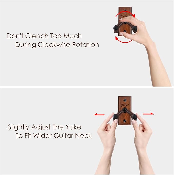 SNIGJAT Guitar Hanger 4 Pack, Hardwood Guitar Wall Mount, Rotatable Guitar Wall Hanger with Screws, V-Shaped Wall Hook Holder Stand for Acoustic Electric Guitar, Bass, Banjo, Mandolin