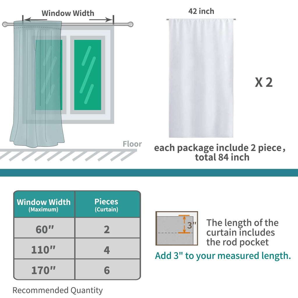 Rod Pocket Room Darkening Curtains 54 Inches Length