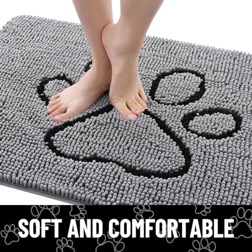 Smiry Dog Door Mat for Muddy Paws, Absorbent Non Slip Dirt Trapper, 40x32