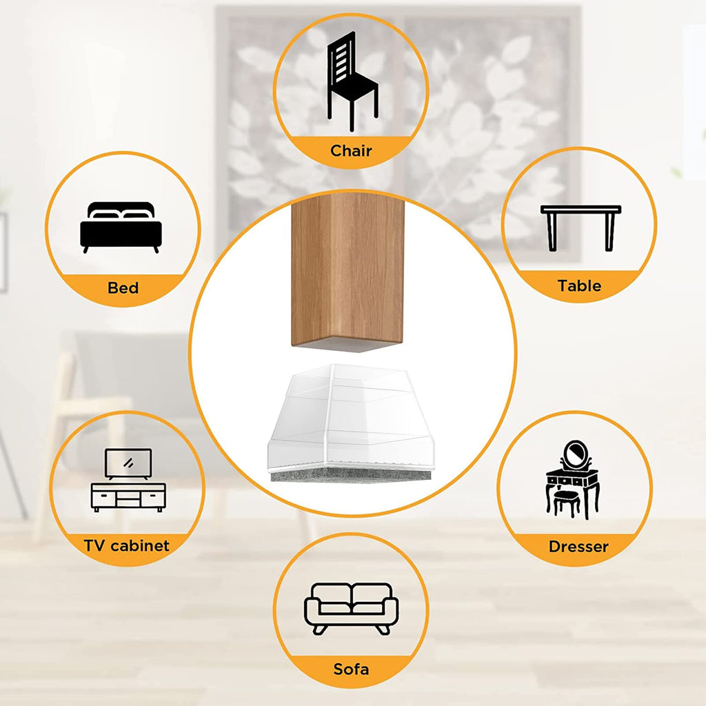 Square Chair Leg Protectors for Hardwood Floors (24 Count)