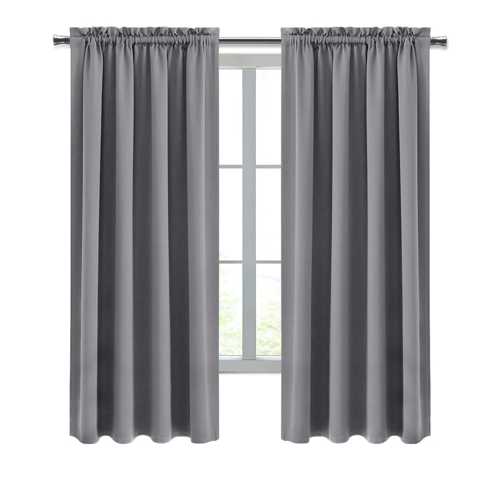 Blackout Curtains for Bedroom Living Room 42 x 72 Inch Long Grey (2 Count)