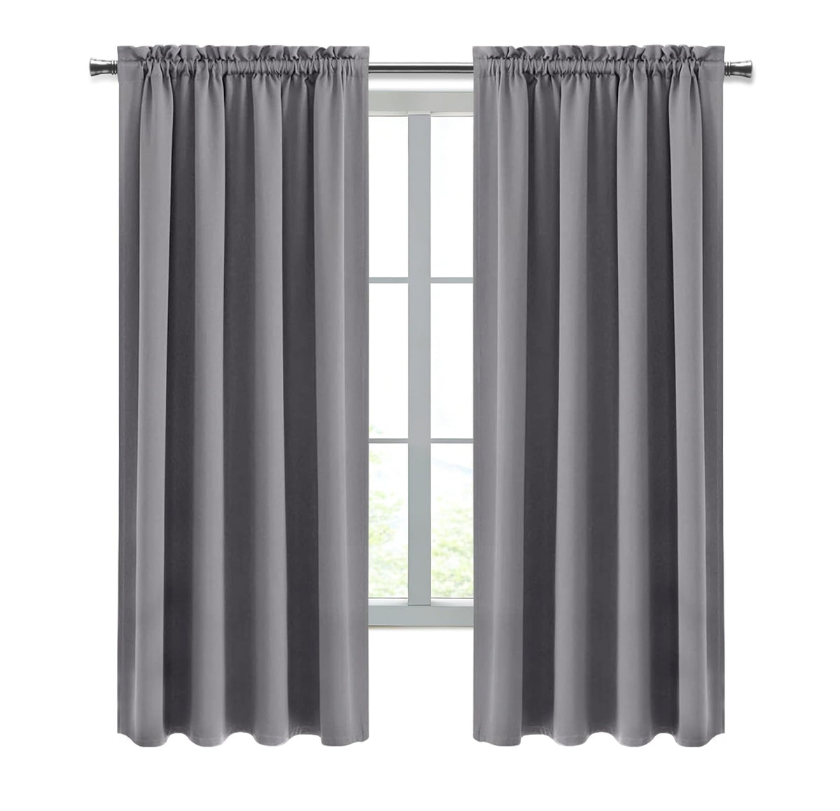 Blackout Curtains for Bedroom Living Room 42 x 72 Inch Long Grey (2 Count)