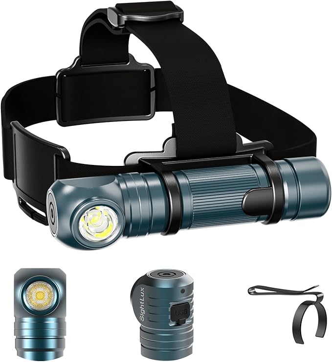 Headlamp Flashlight Rechargeable - 1500 Lumens Right Angle Headband LED Headlight, Waterproof Head Flashlight for Adults Outdoor, Camping, Hiking, Fishing, Emergency, Magnetic，USB C