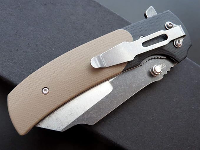 Eafengrow EF69 Pocket EDC Knife with Clip,Flipper Folding Knife for Camping Survival and Outdoor Activities Liner Lock. (EF69-desert)