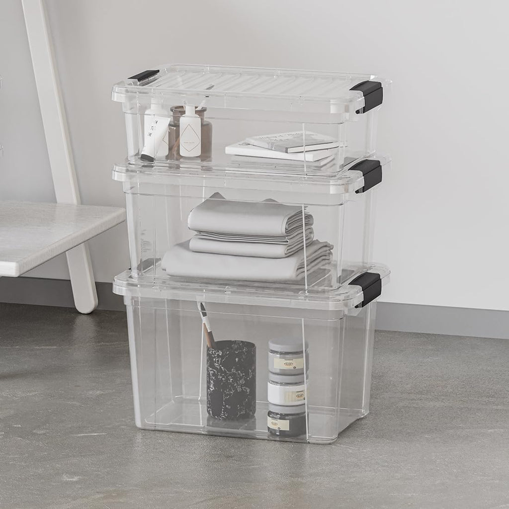 3.4 Quart Clear Plastic Storage Boxes with Lids (6 Count)