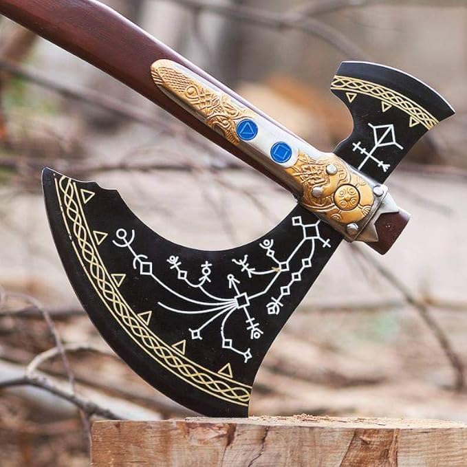 WAZIR Crafts 35" Handmade Kratos Viking Axe, God of War, Viking Axe, Cosplay Axe, Cosplay Armor, Cosplay Weapon, Prop, Replica, Kratos Weapon, (WCA-026)