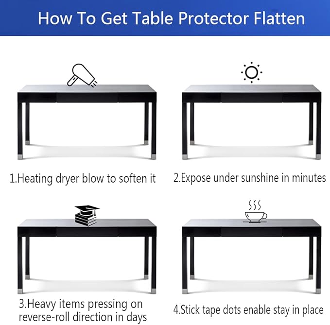 Rectanglar 19x32 in Clear Plastic Table Protector Desk Cover Mat Thicken Transparent Desk Pad Mat Kitchen Table Cover Protector Table Pad Tablecloth for Coffee Table Writing Desk Topper Waterproof