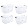 58.1 QT Plastic Storage Bins with Latching Lids Stackable Storage Containers for Organizing Large Clear Storage Box for Garage (4 Count)