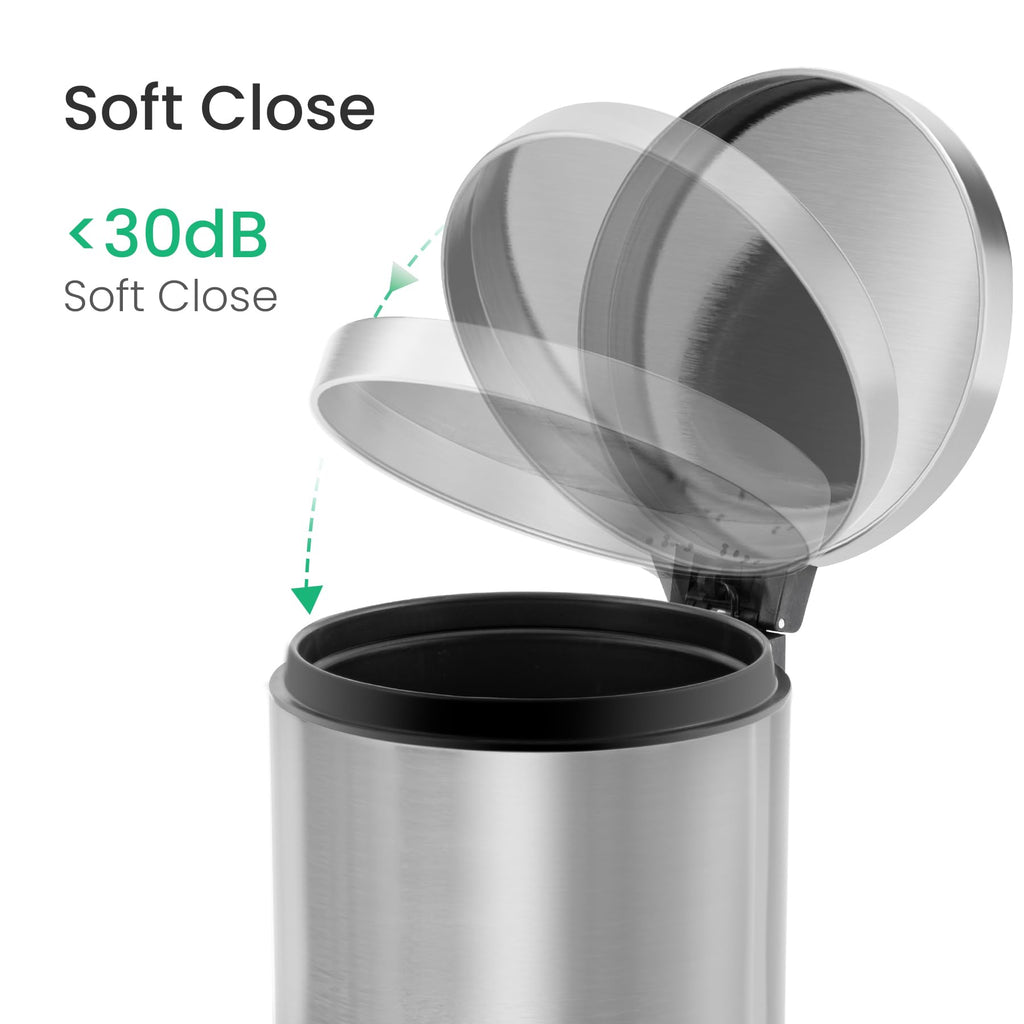 Small Round Bathroom Trash Can with Lid Soft Close
