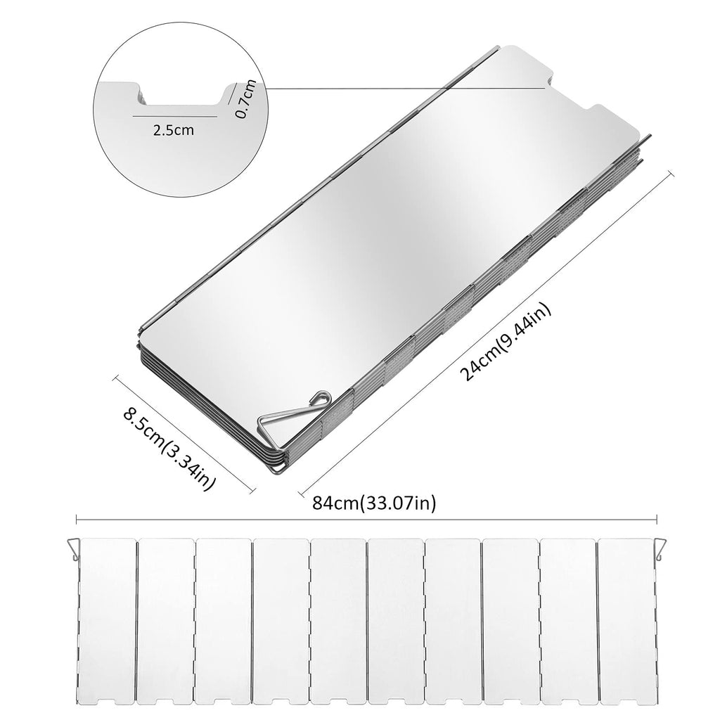 Camp Stove Windscreen, 10 Plates Lightweight Camping Stove Windshield Folding Outdoor Picnic Cooker Wind Screen for Camping Burner, Backpacking, Butane, Alcohol Stoves Wind Shield