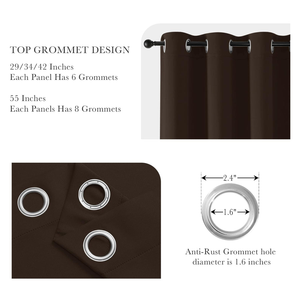 Blackout Small Curtains 36 inch 2 Panels Set (2 Count)