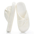 Slippers for Women Memory Foam House Bedroom Bow Crossbands Pearlescent Slipper Shoes Comfy Trendy Gift Slippers White Size 11 12 10.5