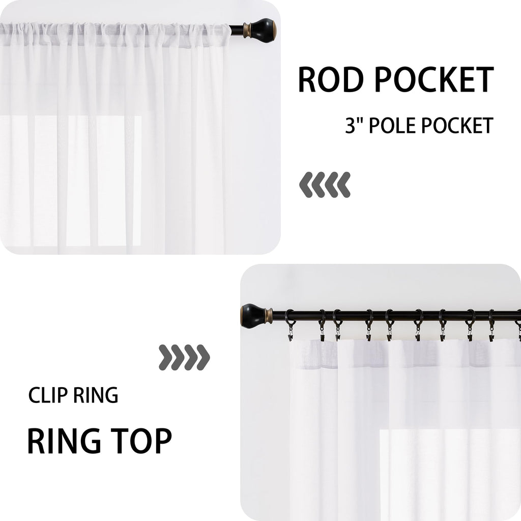 Sheer Door Curtain Closet Linen Textured Curtain Sheers Doorway Light Filtering Voile French Door Rod Pocket Curtains Patio Glass Doors