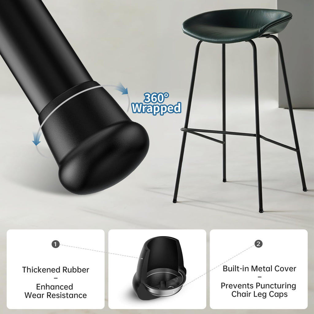 1" Heavy Duty Rubber Chair Leg Caps (8 Count)