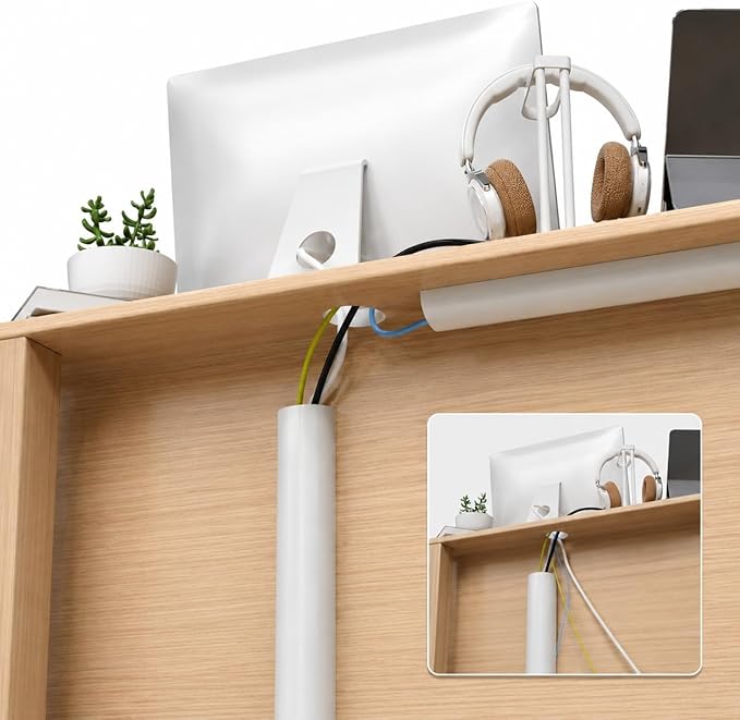 Cord Hider Raceway Kit, 39 inch Wall Cable Hider for 1 Cable, Silicone Material Hiding Wall Mount TV Powers Cords in Home Office, W0.59 H0.39in White