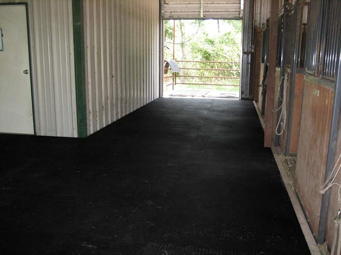 American Floor Mats - Horse/Stable Mats - Heavy Duty Stall Mats - Thick, Durable Rubber Flooring Solid Black 3/8" Thick - 4' x 25' Roll