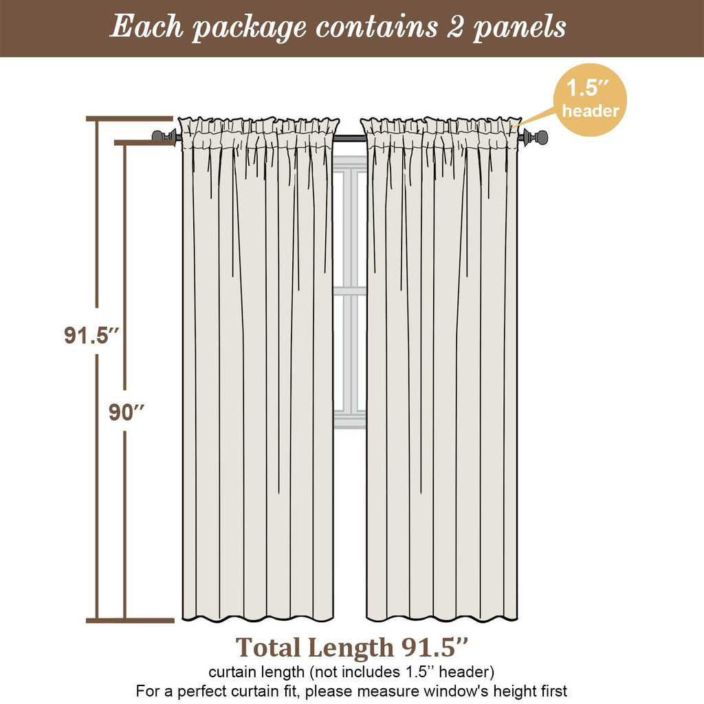 Ivory Sheer Curtains 90 Inches Long 2 Panels (2 Count)