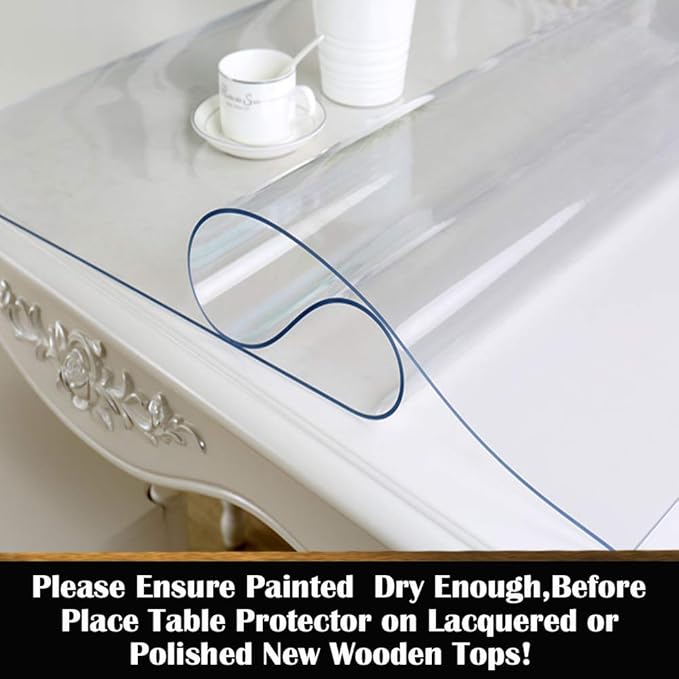 24x54 Inch Crystal PVC Table Cover Pad Clear Table Protector Transparent Plastic Desk Protective Desk Blotter Mat Waterproof Wipeable Non-Slip Vinyl Kitchen Dining Coffee Table Protector 1.5mm Thick