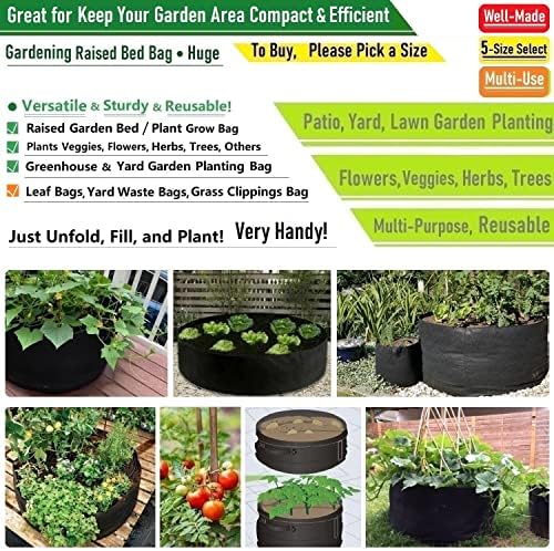 100 Gallon Big Raised Garden Bed Bag (40x20 inch) Large Plant Grow Bag for Tomato,Potato Planter,Herbs Veggies Planter,Flower Bed,Plant Container,Yard Waste,Lawn Debris,Leaf Bag with Gardening Gloves