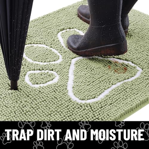 Smiry Dog Door Mat for Muddy Paws, Absorbent Non Slip Dirt Trapper, 36x24