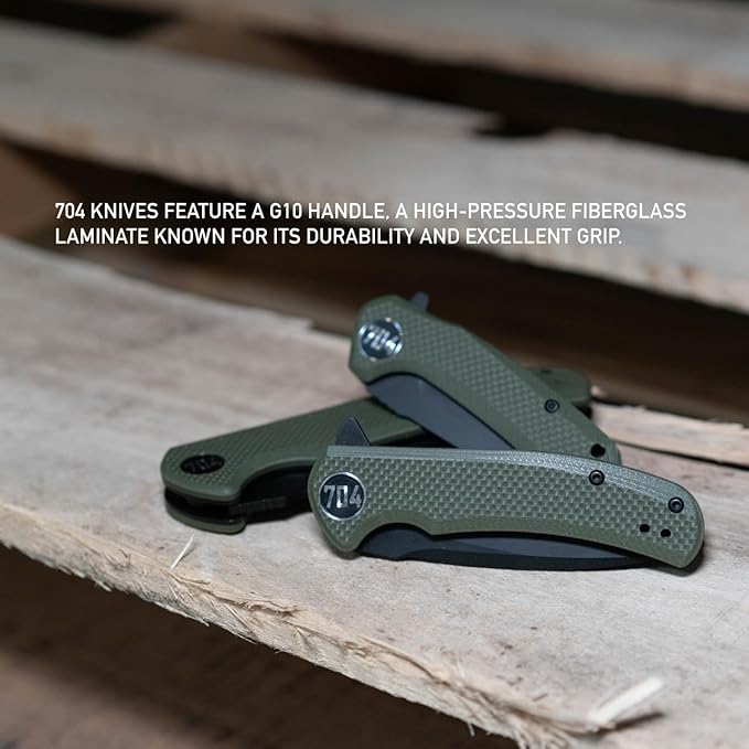 704 Gear Wildcat Lite EDC Folding Pocket Knife | Compact Size D2 Wharncliffe Blade with Thumbhole Cutout | Black