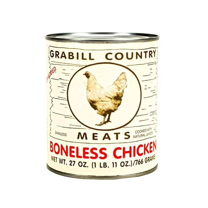Grabill Country Meats Canned Boneless Chicken ??27 oz Cans, Pack of 12 | Premium All-Natural White Meat, Fully Cooked & Ready to Eat | Shelf Stable Protein for Quick Meals, Emergency Food Supply, Survival, Camping & Long-Term Storage