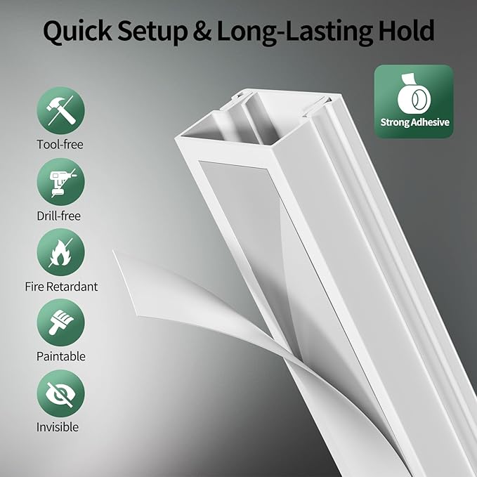 Cord Hider, 425in Cord Covers for 1-2 Wires on Wall, Paintable Cable Hider Wire Covers for Cords on Walls, Easy Set-up Cable Cover Cable Concealer to Hide Cables on Wall, W0.59 H0.4in, White
