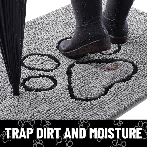 Smiry Dog Door Mat for Muddy Paws, Absorbent Non Slip Dirt Trapper, 40x32