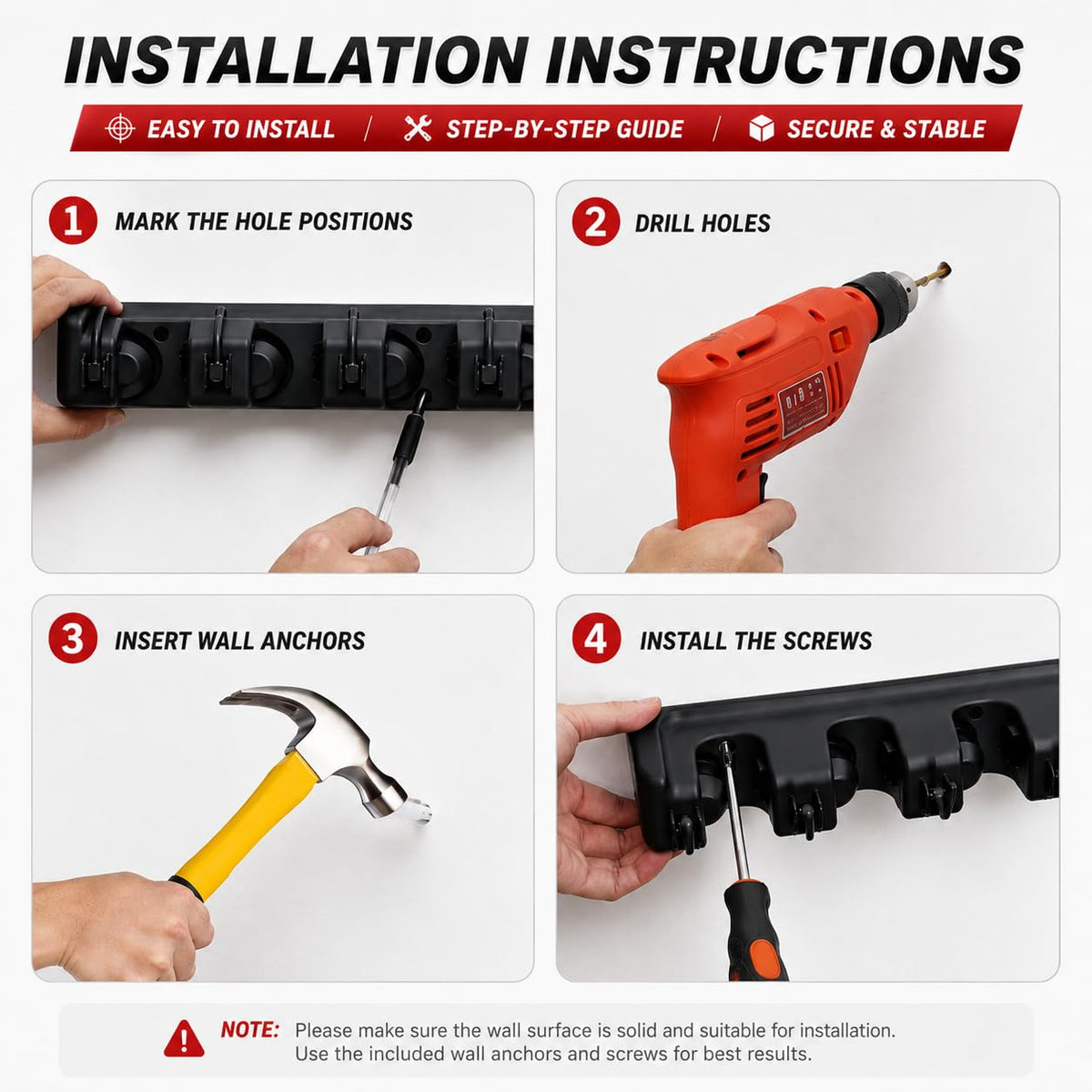 Broom Hanger Wall Mount