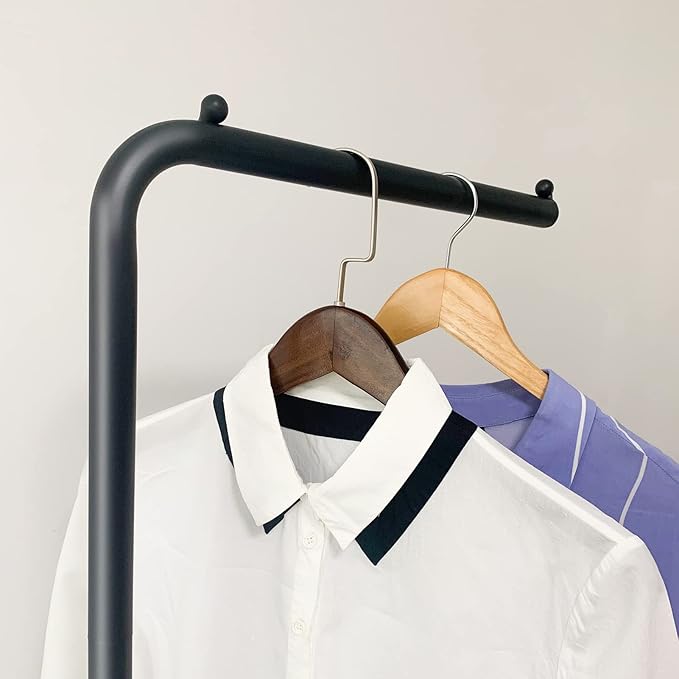 Metal Coat Rack, Modern Clothing Tree with Heavy-weight Slate Base, Small Coat Stand for Entryway/Bedroom/Hallway, Standing Plant Hanger, Matte Black