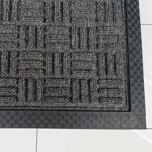 ULTRALUX Indoor Outdoor Rubber Scraper Door Mat, Non-Slip 47”x71” Dark Gray