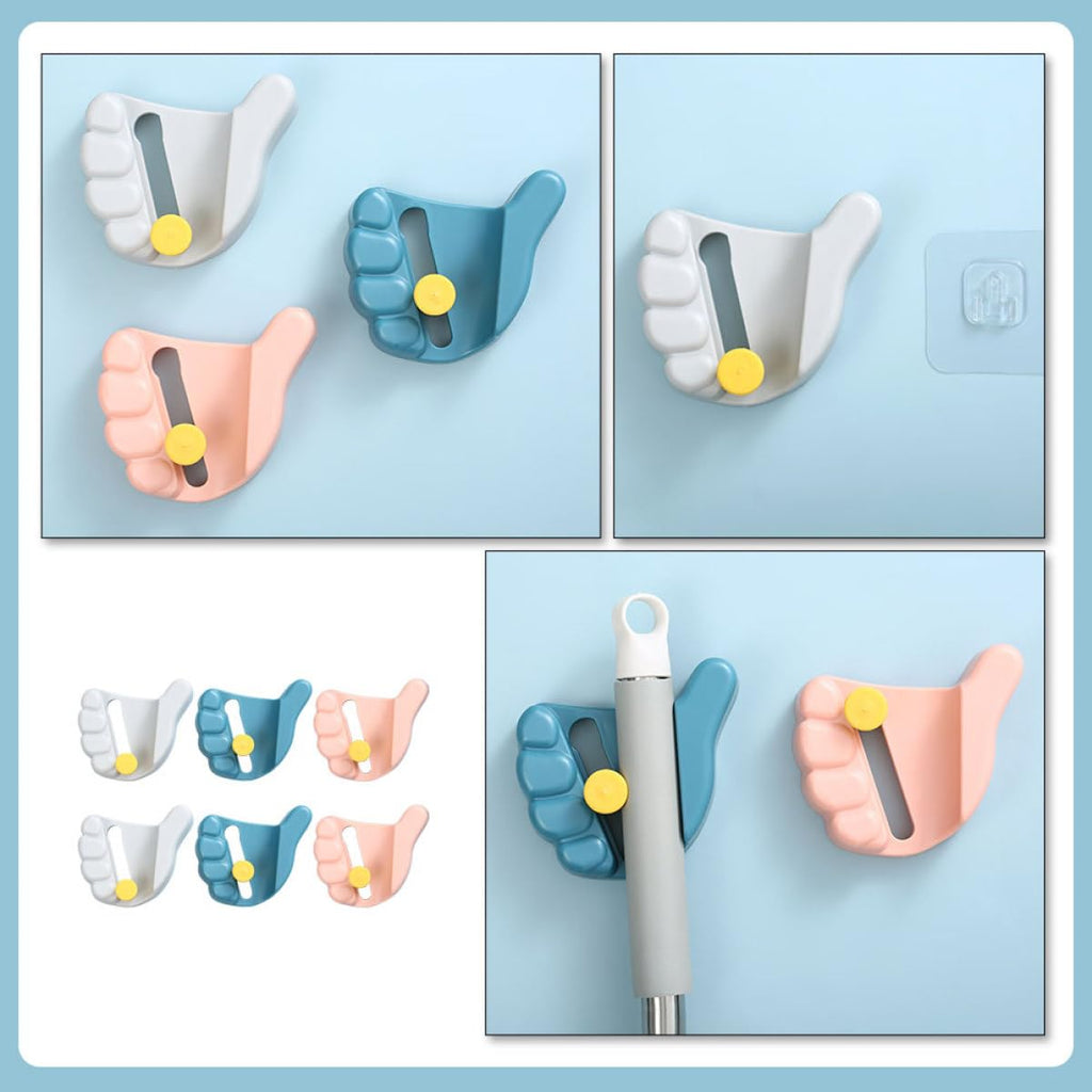 6pcs Punch Free Wall Mounted Mop Holders Mop and Broom Organizer Clips Anti