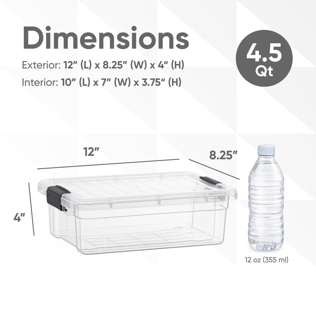 4.5 Quart Clear Plastic Storage Containers with Lids (18 Count)