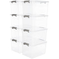 32 QT Plastic Storage Bins with Latching Lids Stackable Storage Containers for Organizing Large Clear Storage Box for Garage (8 Count)