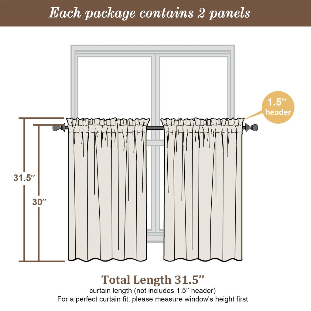 Sky Blue Sheer Curtains 30 inch Length 2 Panels (2 Count)