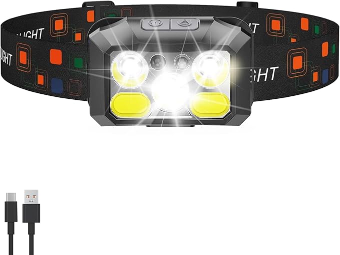 Headlamp Rechargeable LED, 400 Lumens with Red & White Light, 8 Modes, USB-C Charging, IPX4 Waterproof, for Running, Hiking, Fishing, and Camping