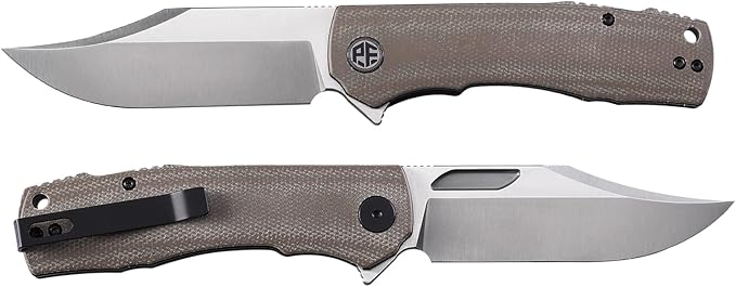 Petrified fish PFP03 Victor,3.58" K110 Satin Blade,140g Micarta Handel Flipper Liner lock Folding knife (Black Stonewashed)