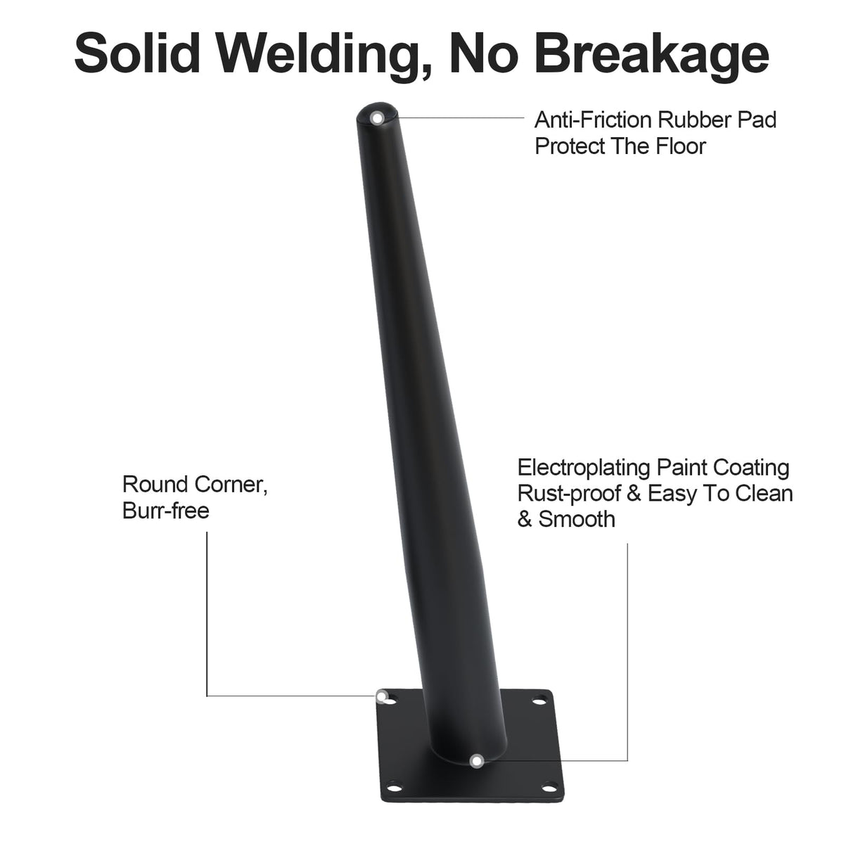 4PCS 16 Inch Matte Black Tapered Angled Legs for Furniture