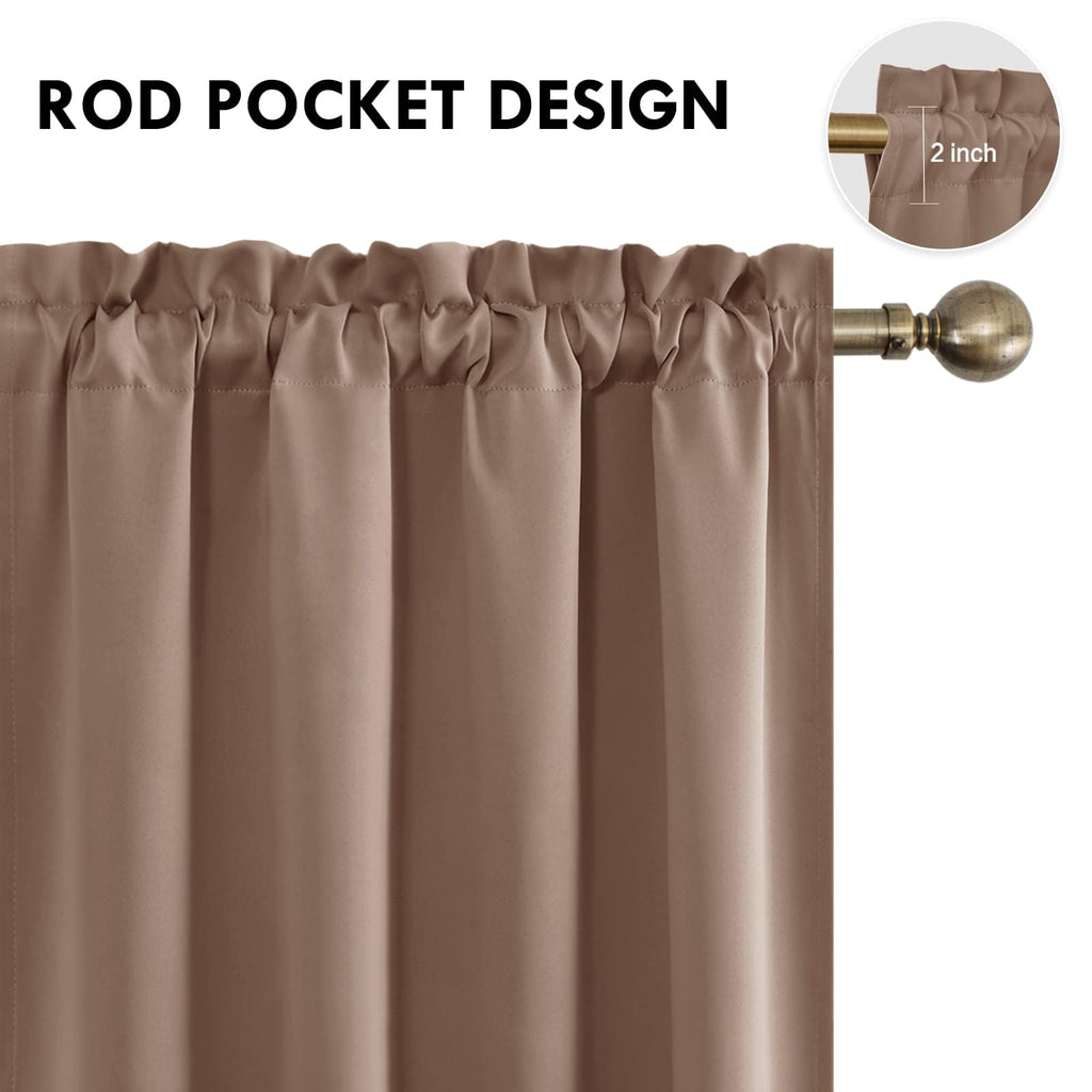 Wide Blackout Curtains for Bedroom Living Room 70 x 84 Inch Long Khaki