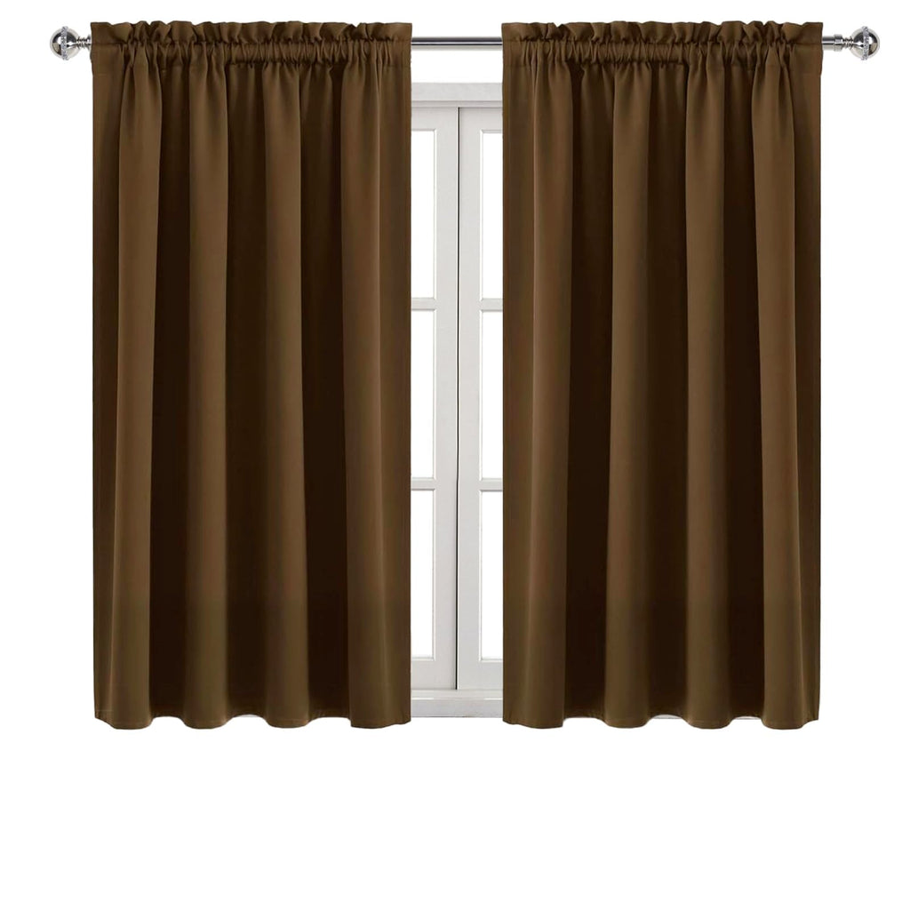 Blackout Curtains for Bedroom Living Room 52 x 45 Inch Long Brown (2 Count)