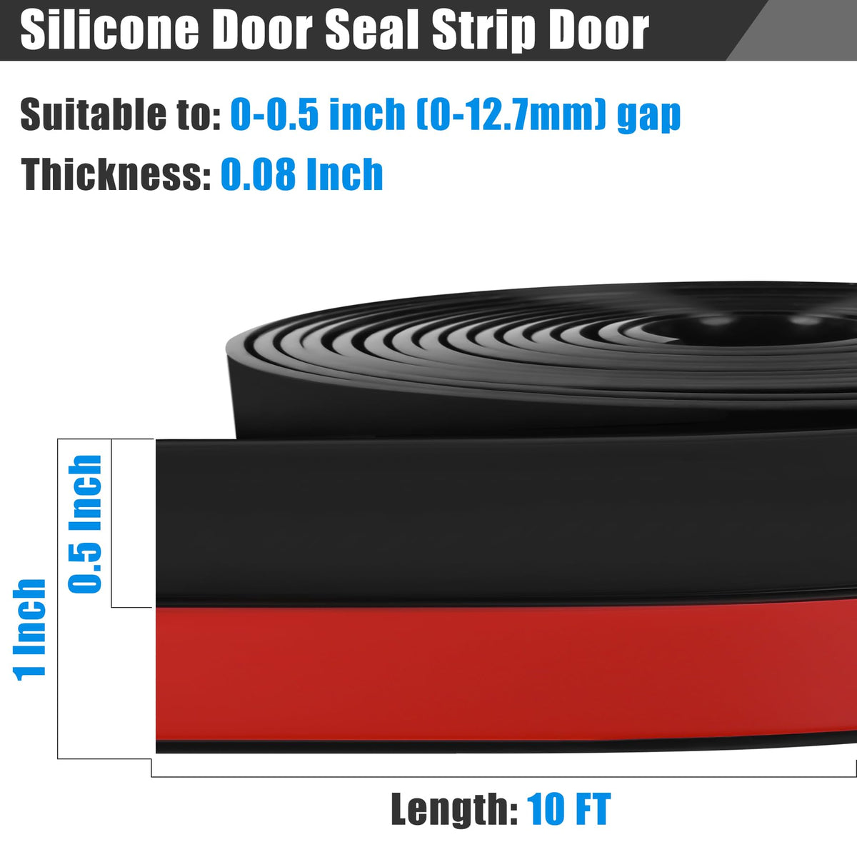 Draft Seal Tape for Doors and Windows 1 in x 10 Ft Silicone Weather Stripping Extra Thick 2mm Door Seal Strip with Strong Adhesive Draft Insulation Stopper Side Seal