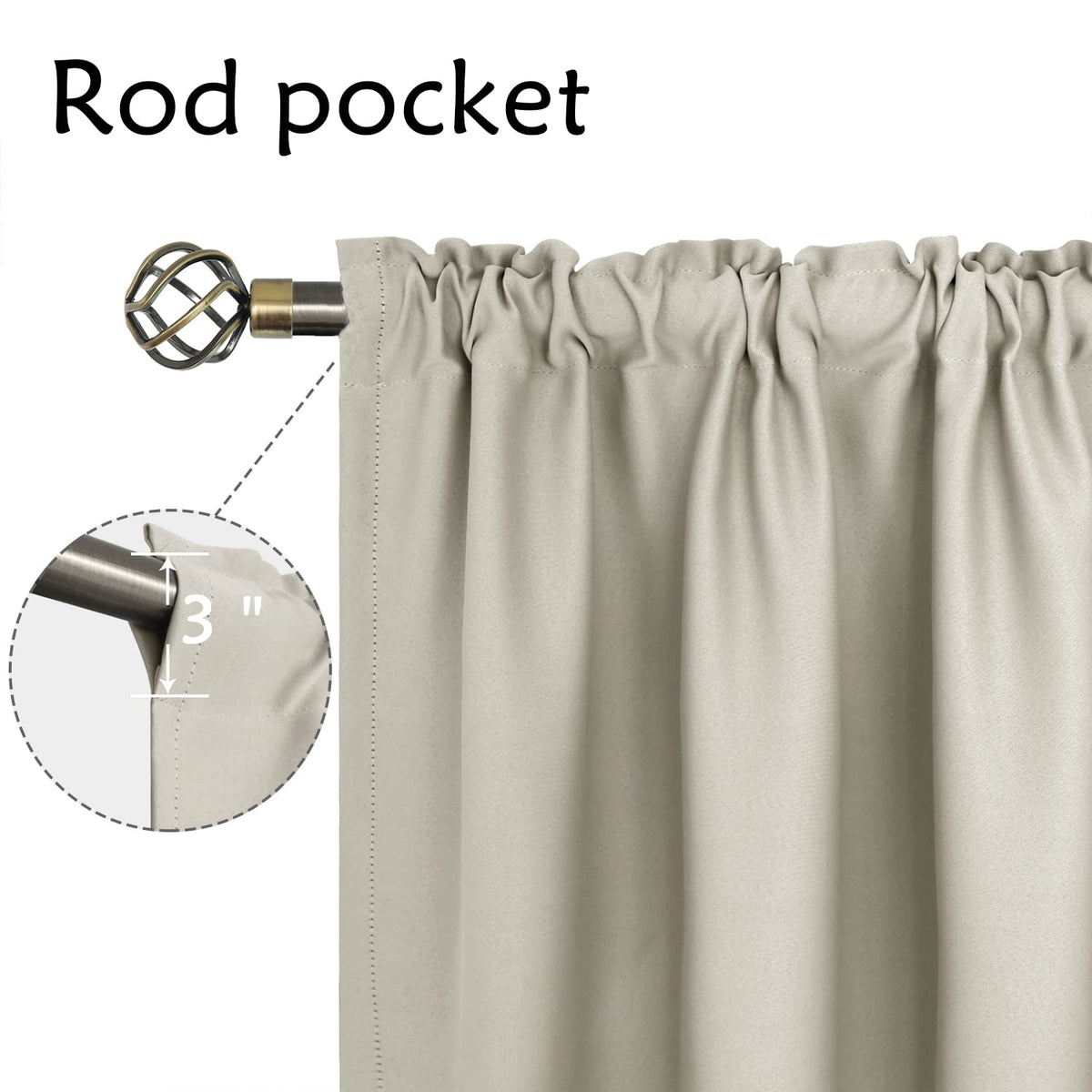 Rod Pocket Blackout Curtains for Bedroom (2 Count)
