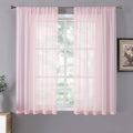 Sheer Curtains Linen Textured Bedroom Curtain Sheers Light Filtering Rod Pocket Voile Curtains for Living Room (2 Count)