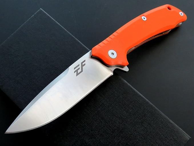 Eafengrow EF223 Folding Knife D2 Blade with G10 Handle Multi EDC Pocket Knife for Outdoor Camping Hiking Survival (orange)