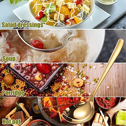 Comicfs 4 Pack Small Soup Ladles, Sauce ladles, SUS 304 Stainless Steel Small Serving Ladle, Gravy Soup Spoon Ladles 8-Inch (Gold)