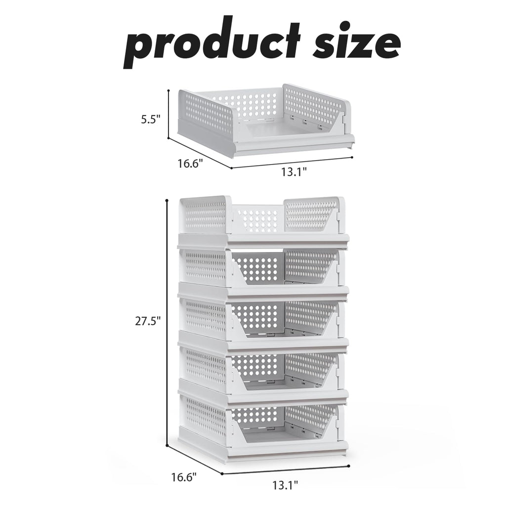 5 Pack Stackable Storage Bins (5 Count)